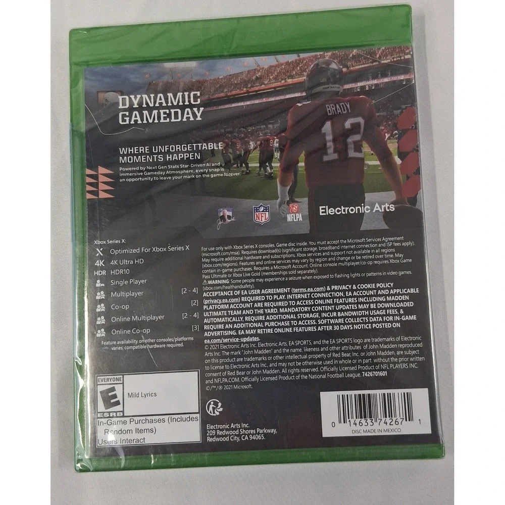 Madden NFL 22 Video Game for Xbox Series X 4K Ultra HD‎ HDR NEW